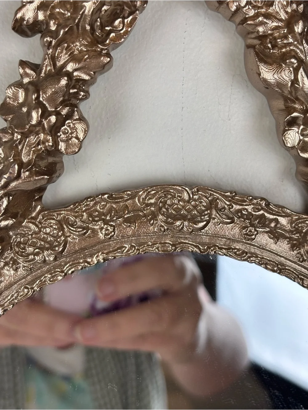 Vintage Ornate-French Styled Gold Finish Wall Mirror-Decorative Bow & Garland